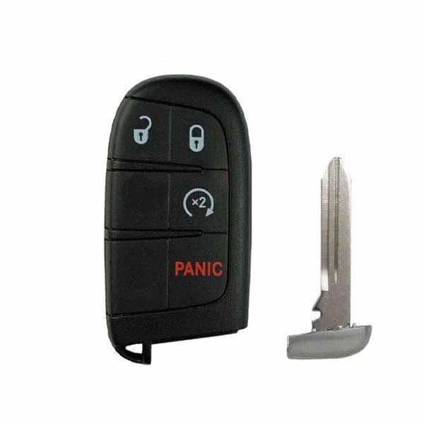 Dodge / Jeep / Chrysler 4-Button Smart Key Shell w/Remote Start and w/ Emergency Key
